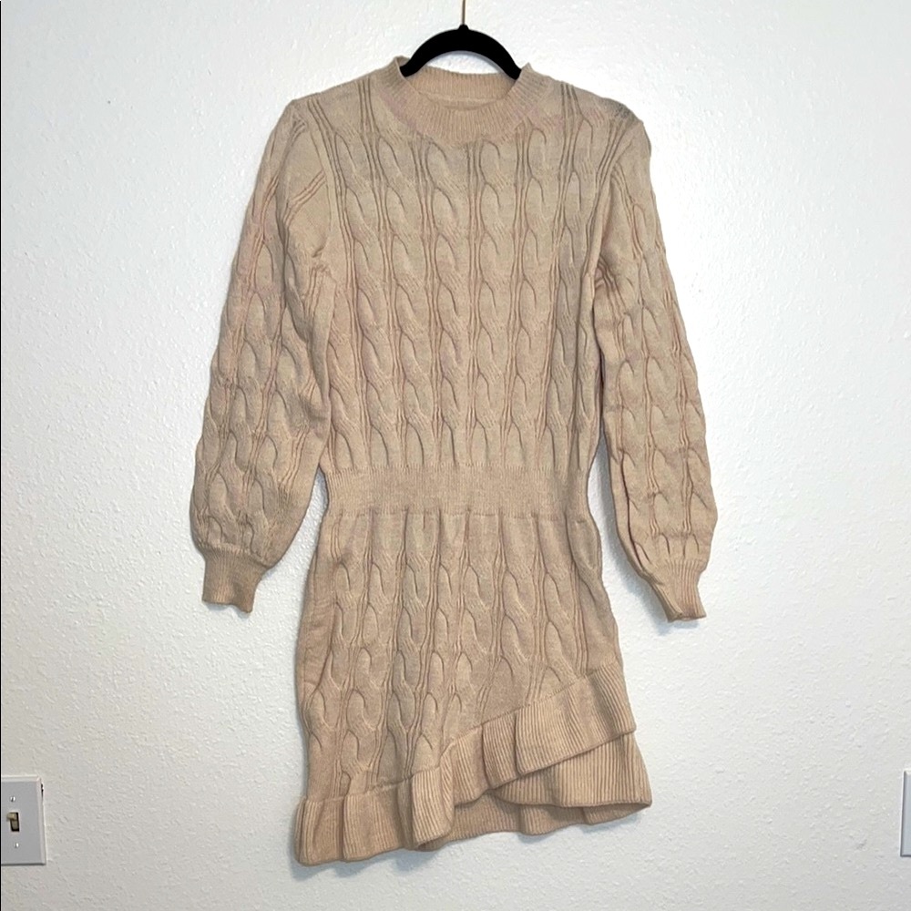 SHEIN - Cable Knit Sweater Dress - Cream